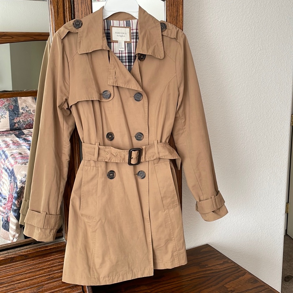 Forever 21 Tan Lightweight Double Breasted Coat
